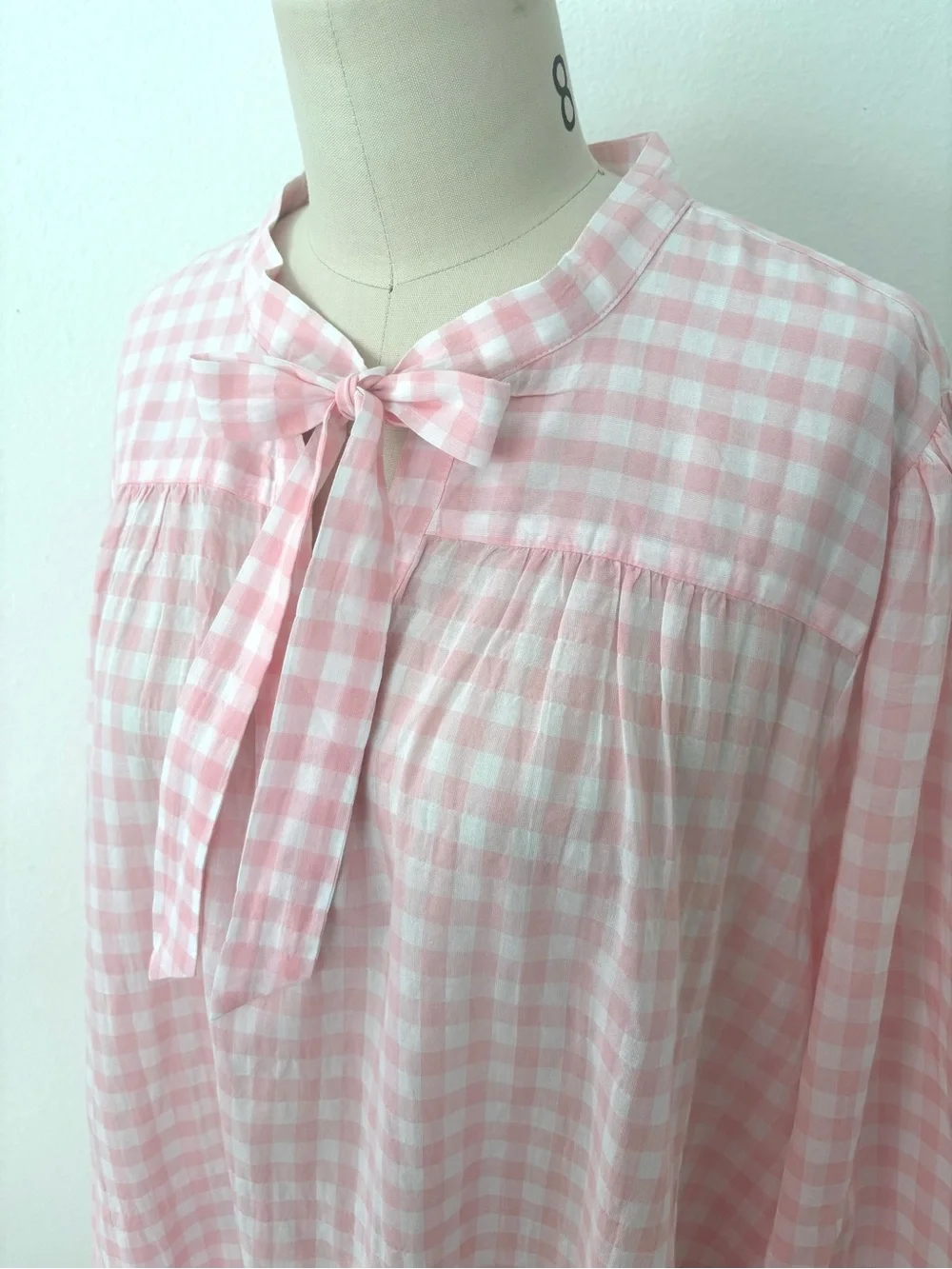 J.Crew Gingham Tie-Neck Ruffle Tiered Mini Dress NWT Pink & White XXL